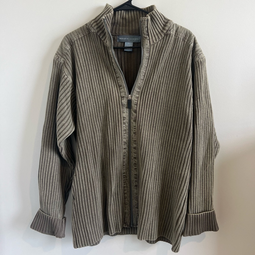 Oscar de la Renta Vintage Zip Up Sweater Jacket